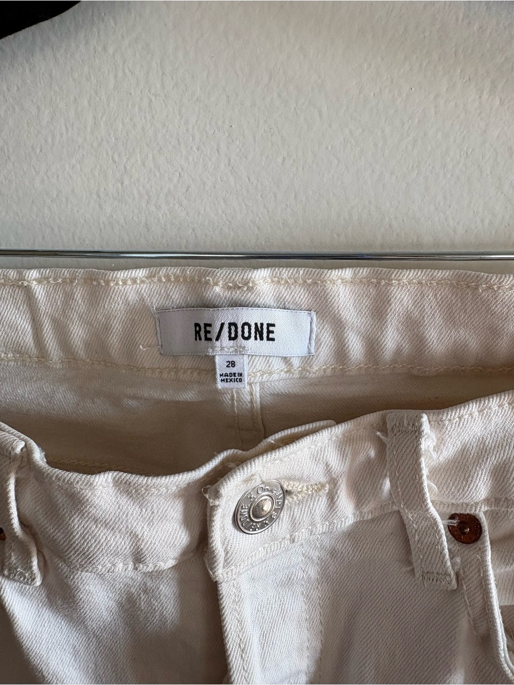 Re/Done Cream High-Rise Straight Jeans - Picture 4 of 4